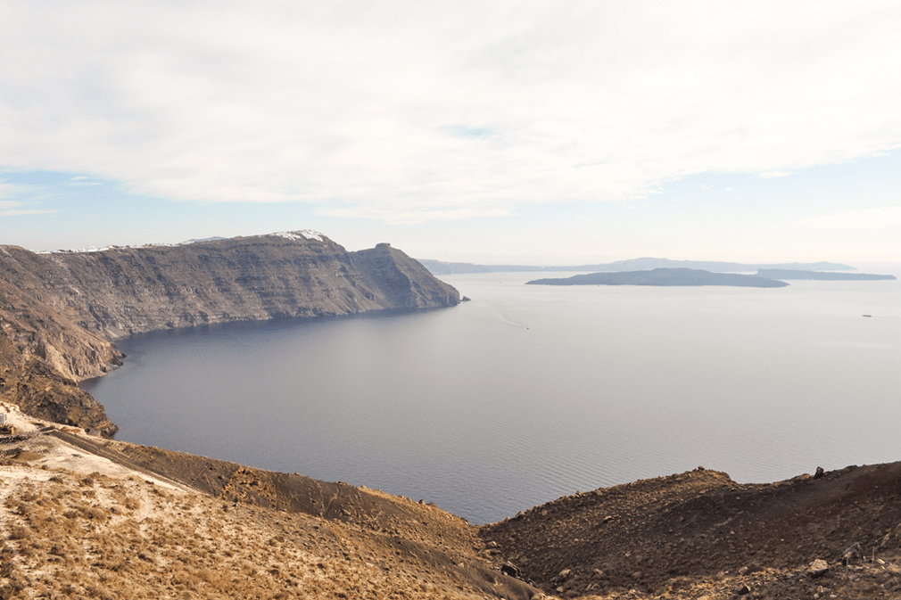 View of a caldera from clifftop