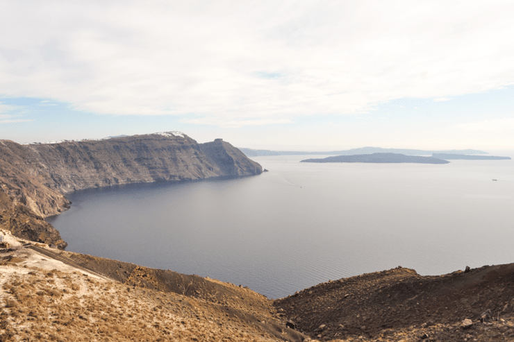 View of a caldera from clifftop