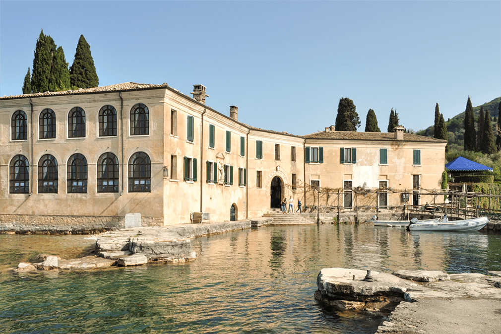 15th century Italian building with portico with small inner harbor