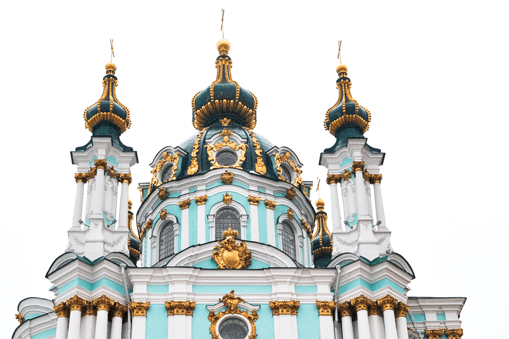 Ornate top section of a Baroque Orthodox church