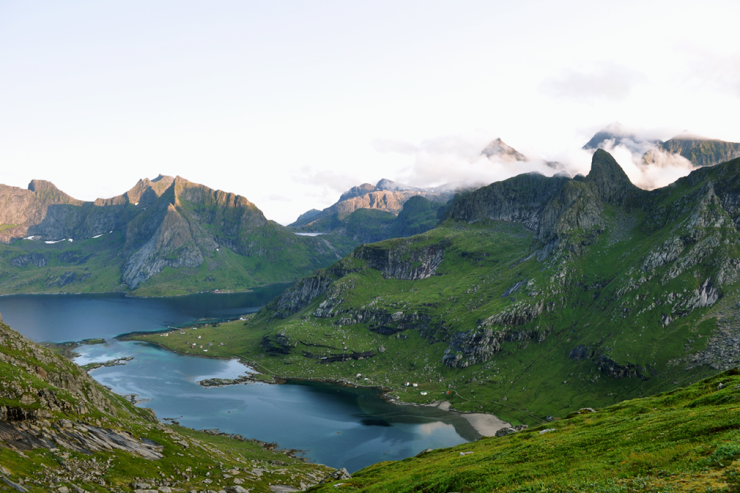 Panorama view of mountains and fjords