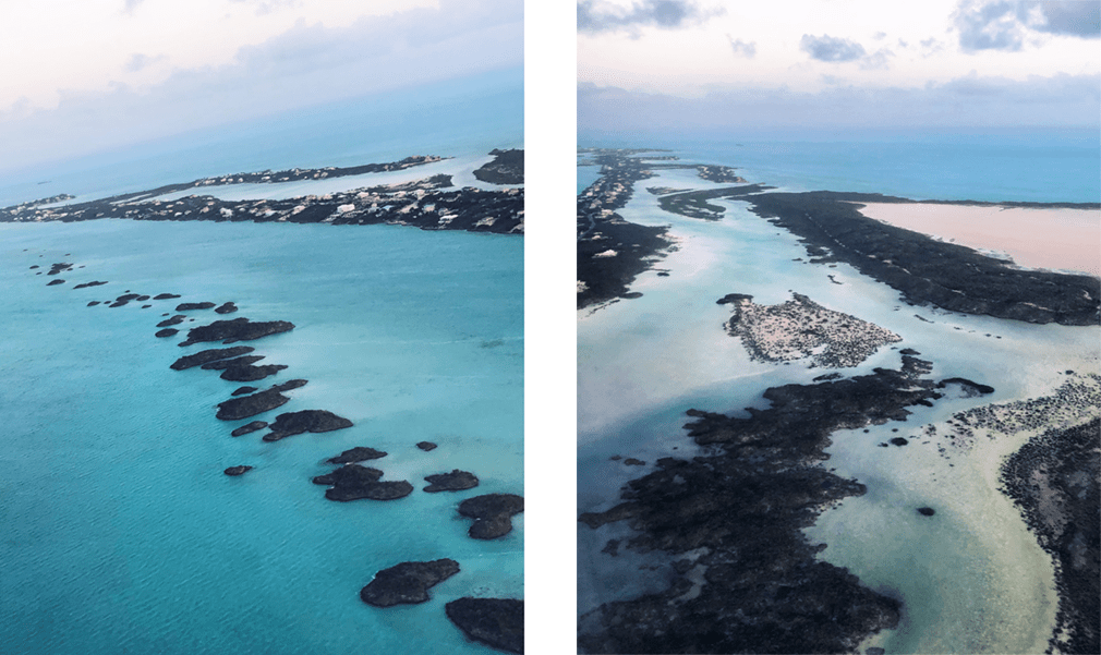 Aerial view of islets and lagoons
