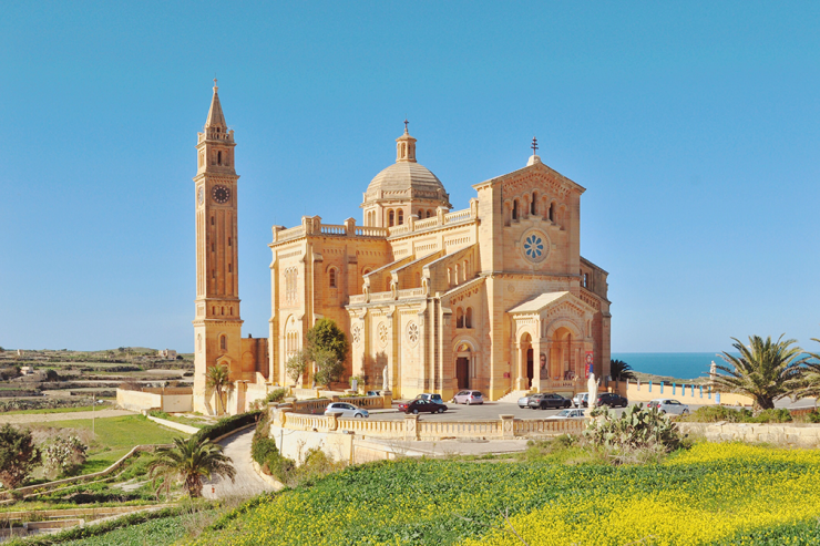 The Basilica of Ta'Pinu near the village of Għarb in Gozo, Malta