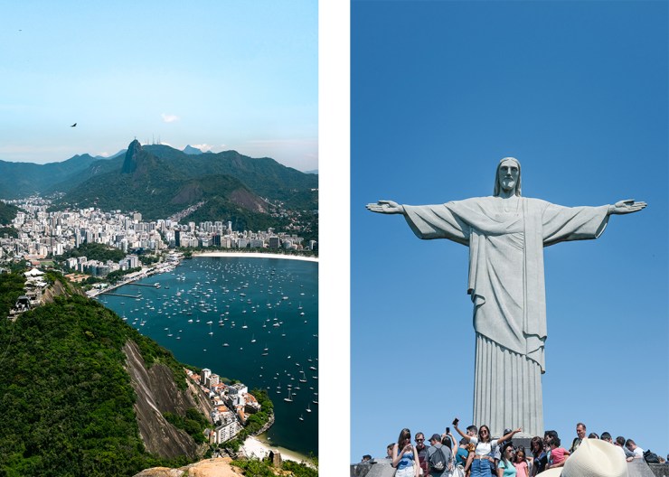 Rio de Janeiro's lush mountainous landscape and the Christ the Redeemer monument