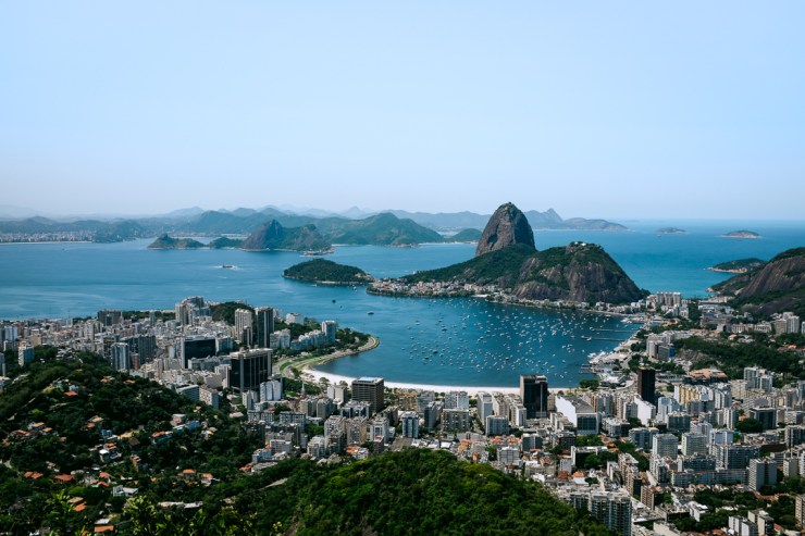 View of the tropical and mountainous Carioca landscape of Rio de Janeiro