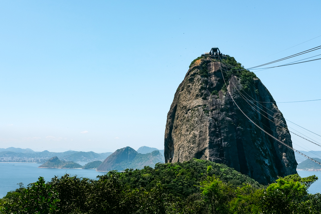 A cable car station perched on the top of the monolithic Sugarloaf Mountain in Rio de Janeiro
