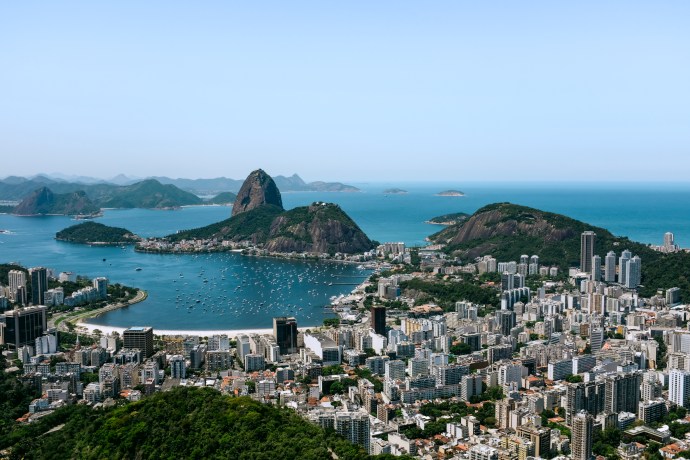 View of the tropical and mountainous Carioca landscape of Rio de Janeiro