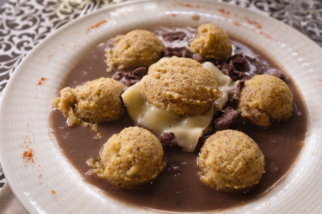 Italian beef stew with polenta and cheese from the Aosta Valley