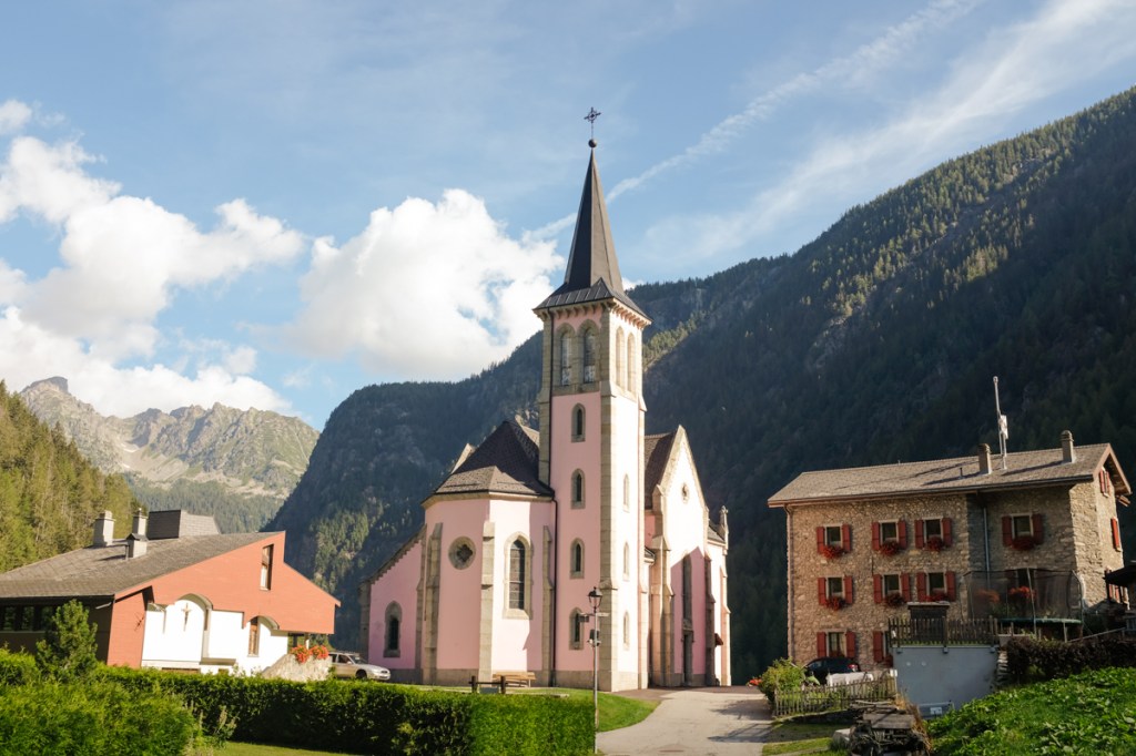 Village churches in sunlight