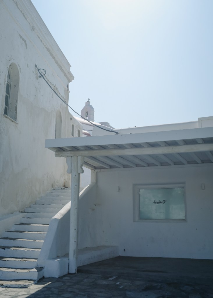 Whitewashed walls of an old village center