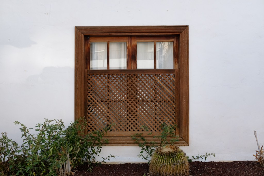 A traditional wooden window typical of the Canary Islands