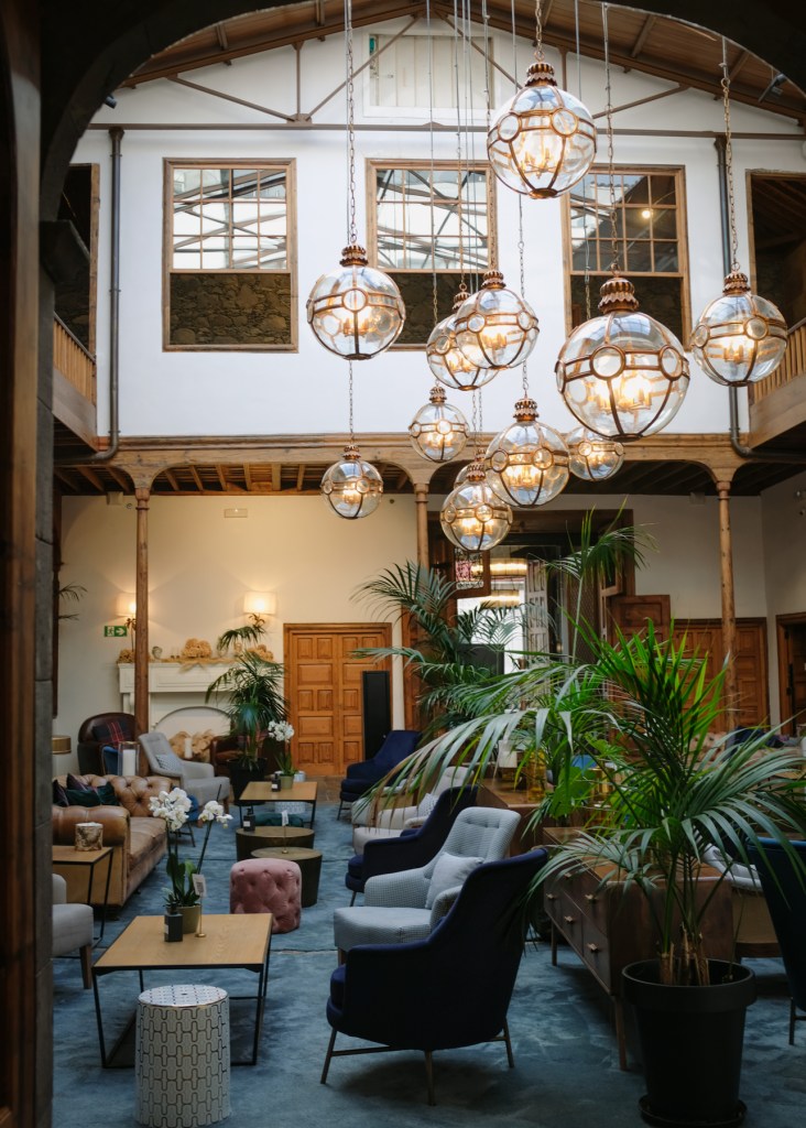 The inner reception area of a luxury boutique hotel