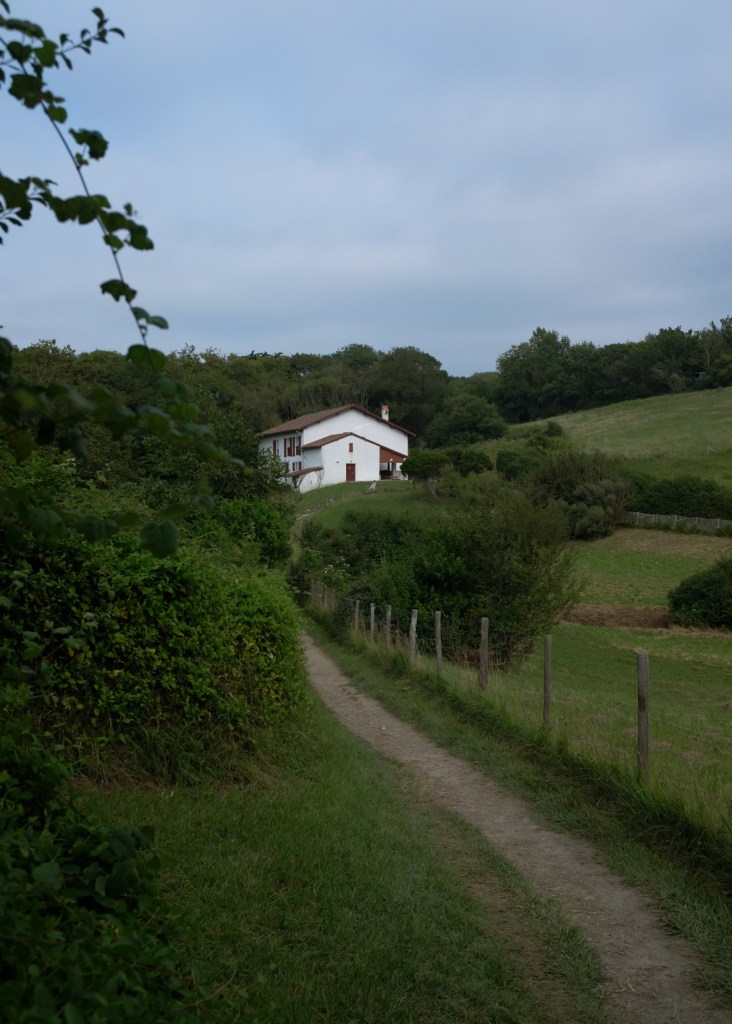 A typical Basque house feature half-timbering and gently sloping rooftops