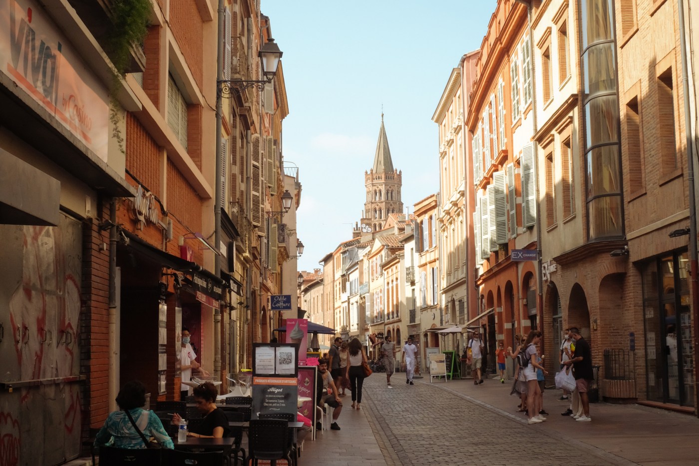 View of an old European city street