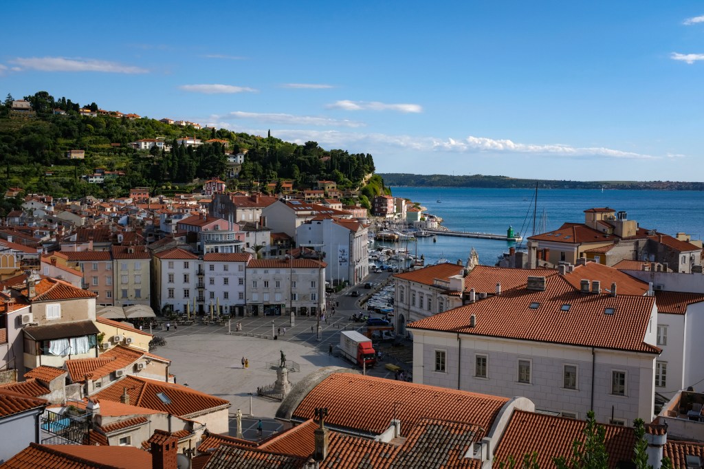 A Mediterranean piazza seen from above