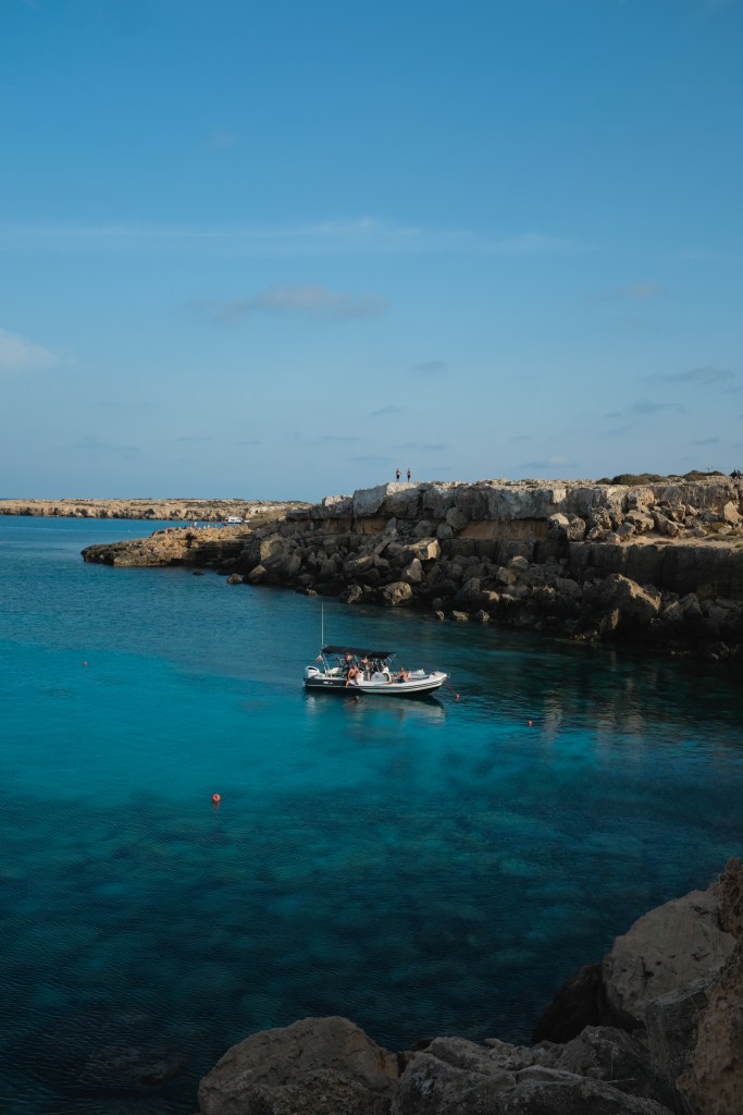 A boat in crystal blue waters
